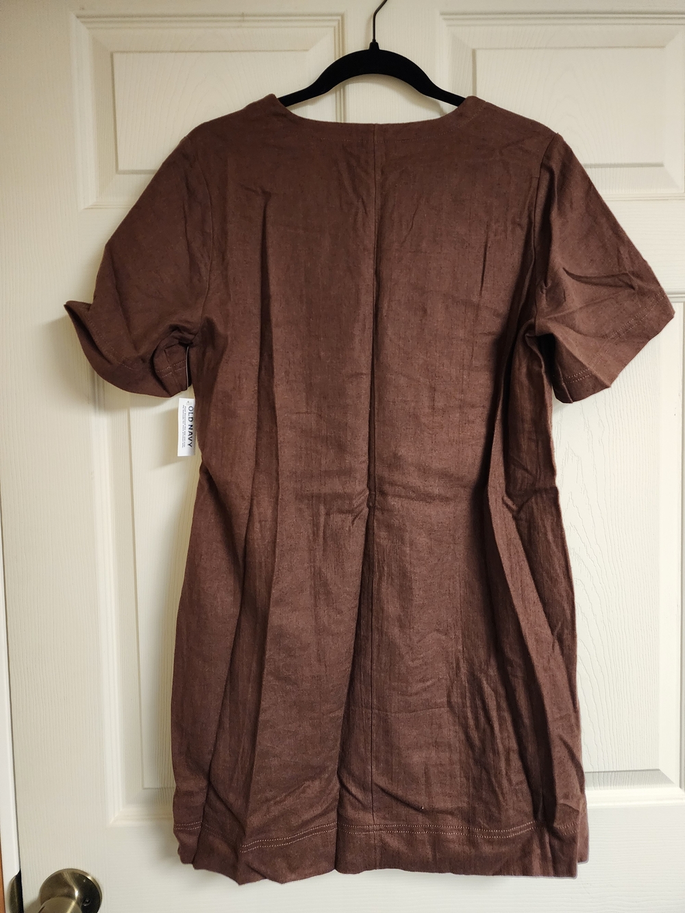 Old Navy Brown V-Neck Short Sleeve Shift Dress - Picture 2 of 4